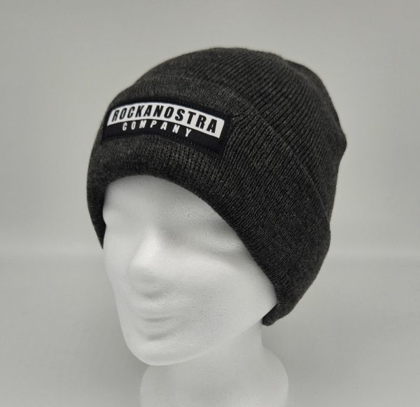 Strick Beanie, Unisex, Charcoal mit langem Patch